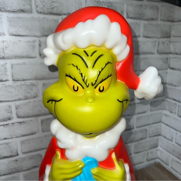 Grinch Christmas Blow Mold W/stocking Gemmy 24” Double Lighted! NEW - Picture 2 of 7